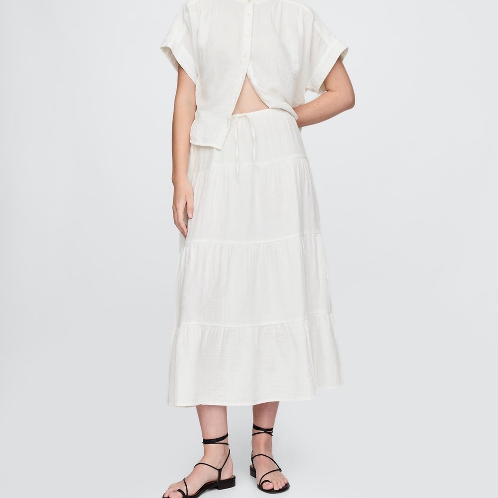 Gap crinkle gauze tiered maxi skirt